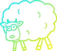 pecore del fumetto di disegno a tratteggio a gradiente freddo vettore