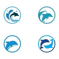 delfino logo. delfino salto su il onde di mare o spiaggia. con vettore illustrazione la modifica.