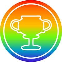 coppa del trofeo circolare nello spettro dell'arcobaleno vettore