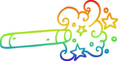 bacchetta magica del fumetto del disegno della linea del gradiente dell'arcobaleno vettore