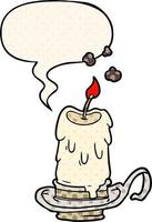 cartone animato vecchio spaventoso candela nel porta candele e discorso bolla nel comico libro stile vettore
