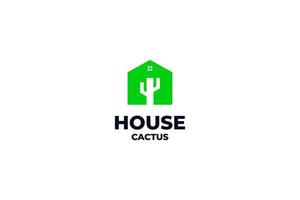 piatto Casa con cactus logo design vettore illustrazione idea