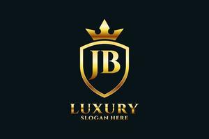 iniziale jb elegante lusso monogramma logo o distintivo modello con pergamene e reale corona - Perfetto per lussuoso il branding progetti vettore