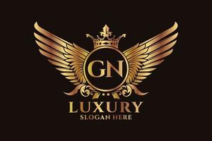 lusso reale ala lettera gn cresta oro colore logo vettore, vittoria logo, cresta logo, ala logo, vettore logo modello.