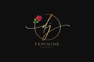 iniziale dj femminile logo bellezza monogramma e elegante logo disegno, grafia logo di iniziale firma, nozze, moda, floreale e botanico con creativo modello. vettore