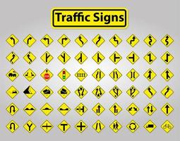 set di segnali stradali giallo e nero vettore