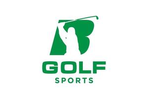 alfabeto lettera icona logo b per golf logo design modello vettoriale, etichetta vettoriale del golf, logo del campionato di golf, illustrazione, icona creativa, concetto di design