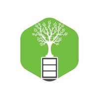 eco natura e batteria logo modello design illustrazione design. vettore