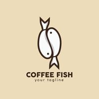 caffè con pesce logo design vettore