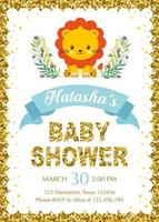 invito baby shower con leone carino vettore