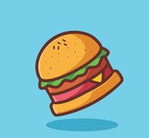 carino hamburger medio taglia. cartone animato cibo concetto isolato illustrazione. piatto cartone animato stile adatto per etichetta icona design premio logo vettore