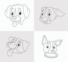 cane testa colorazione libro per bambini vettore