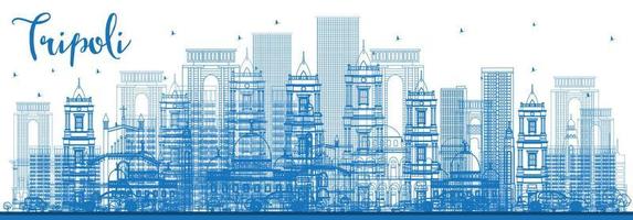 schema tripoli orizzonte con blu edifici. vettore