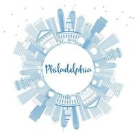 schema Filadelfia orizzonte con blu edifici e copia spazio. vettore