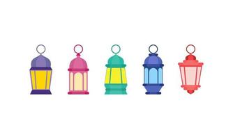 impostato di Ramadan lanterna piatto design vettore