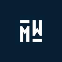 mw iniziale monogramma logo con geometrico stile vettore