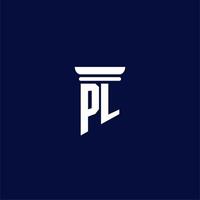 pl iniziale monogramma logo design per legge azienda vettore