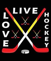 vivere amore hockey maglietta design vettore