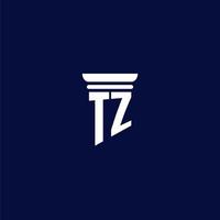 tz iniziale monogramma logo design per legge azienda vettore
