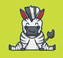 carino zebra seduta. cartone animato animale natura concetto isolato illustrazione. piatto stile adatto per etichetta icona design premio logo vettore. portafortuna personaggio vettore