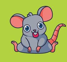 carino cartone animato topo seduta contento. isolato cartone animato animale illustrazione vettore