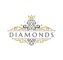 lusso splendente diamante logo design vettore