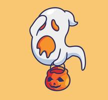 carino fantasma Guarda triste. isolato cartone animato Halloween illustrazione. piatto stile adatto per etichetta icona design premio logo vettore. portafortuna personaggio vettore