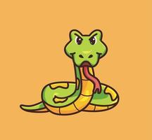 carino serpente In piedi pronto per attacco. cartone animato animale natura concetto isolato illustrazione. piatto stile adatto per etichetta icona design premio logo vettore. portafortuna personaggio vettore