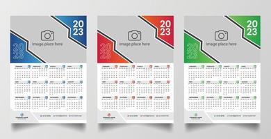 2023 modello di progettazione del calendario da parete di una pagina vettore