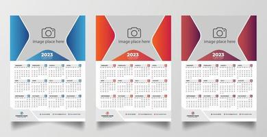 2023 modello di progettazione del calendario da parete di una pagina vettore