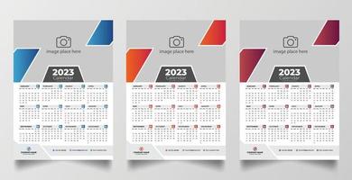 2023 modello di progettazione del calendario da parete di una pagina vettore