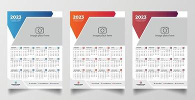 2023 modello di progettazione del calendario da parete di una pagina vettore