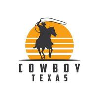 cowboy Texas vintgae logo design vettore