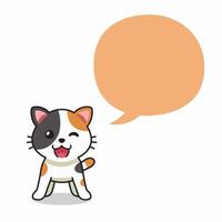 cartone animato personaggio calicò gatto con discorso bolla vettore