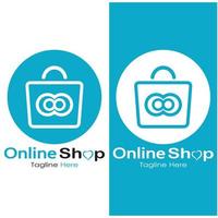 e-commerce logo shopping Borsa e in linea shopping carrello e in linea negozio logo design con moderno concetto vettore