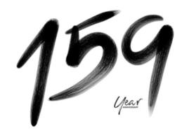 159 anni anniversario celebrazione vettore modello, 159 numero logo disegno, 159° compleanno, nero lettering numeri spazzola disegno mano disegnato schizzo, numero logo design vettore illustrazione