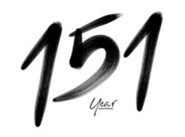 151 anni anniversario celebrazione vettore modello, 151 numero logo disegno, 151° compleanno, nero lettering numeri spazzola disegno mano disegnato schizzo, numero logo design vettore illustrazione