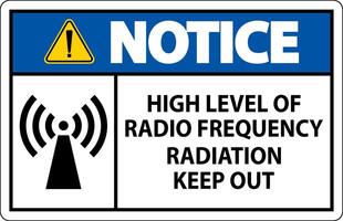 Avviso alto livello di rf radiazione cartello su bianca sfondo vettore