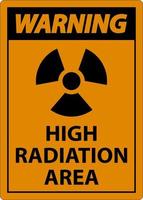 avvertimento alto radiazione la zona cartello su bianca sfondo vettore