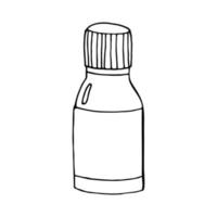 medicinale sciroppo nel un' bottiglia mano disegnato scarabocchio. , scandinavo, nordico, minimalismo, monocromo. icona, etichetta Salute trattamento vitamine vettore