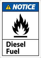 Avviso diesel carburante cartello su bianca sfondo vettore