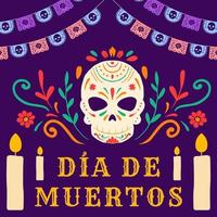 dia de muertos illustrazione nel piatto stile design vettore