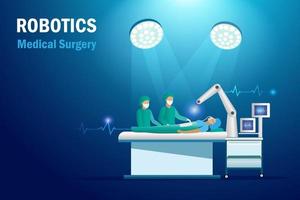 medico uso robotica braccio operativo paziente nel chirurgico camera nel Ospedale. ai intelligenza Software innovazione tecnologia nel medico e Salute cura industria. vettore