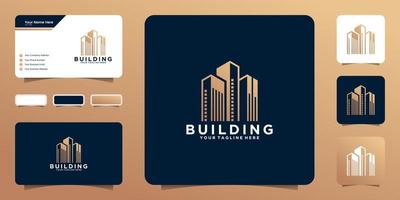 piatto appartamento moderno edificio logo design e attività commerciale carta ispirazione vettore