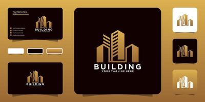 urbano grattacielo logo design ispirazione, edifici, città, e attività commerciale carte vettore