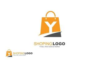y logo negozio online per il branding azienda. Borsa modello vettore illustrazione per il tuo marca.