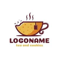 tè e biscotti logo modello, ristorante e bar logo vettore