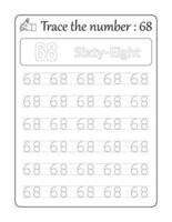 tracciare il numero 68. numero tracciato per bambini vettore