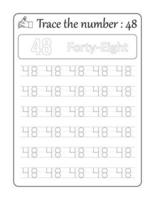 tracciare il numero 48. numero tracciato per bambini vettore