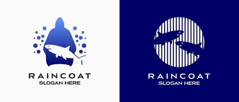 impermeabile logo design con squalo silhouette elemento nel creativo concetto. premio vettore logo illustrazione